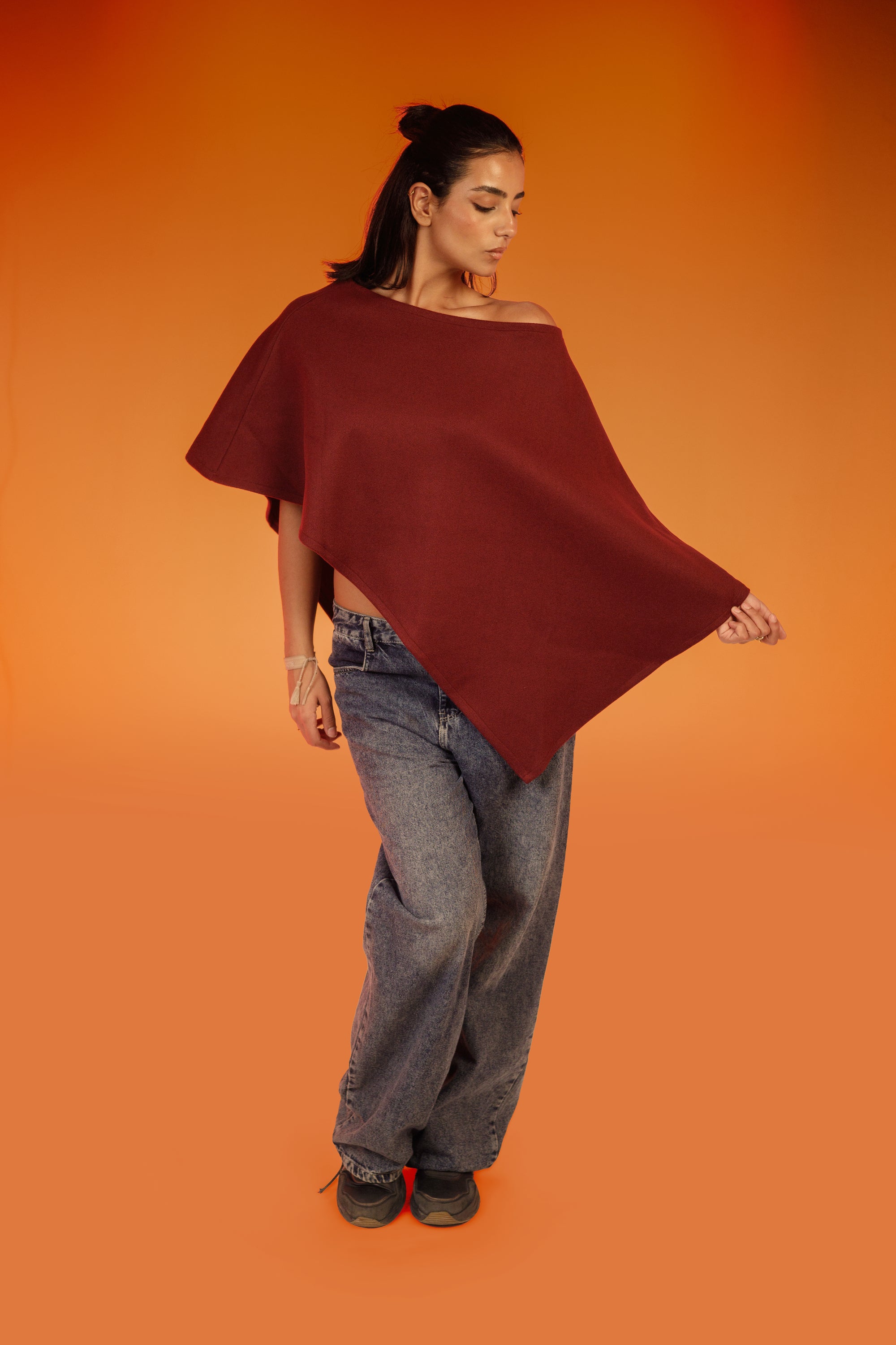 Neckless cape -Burgundy
