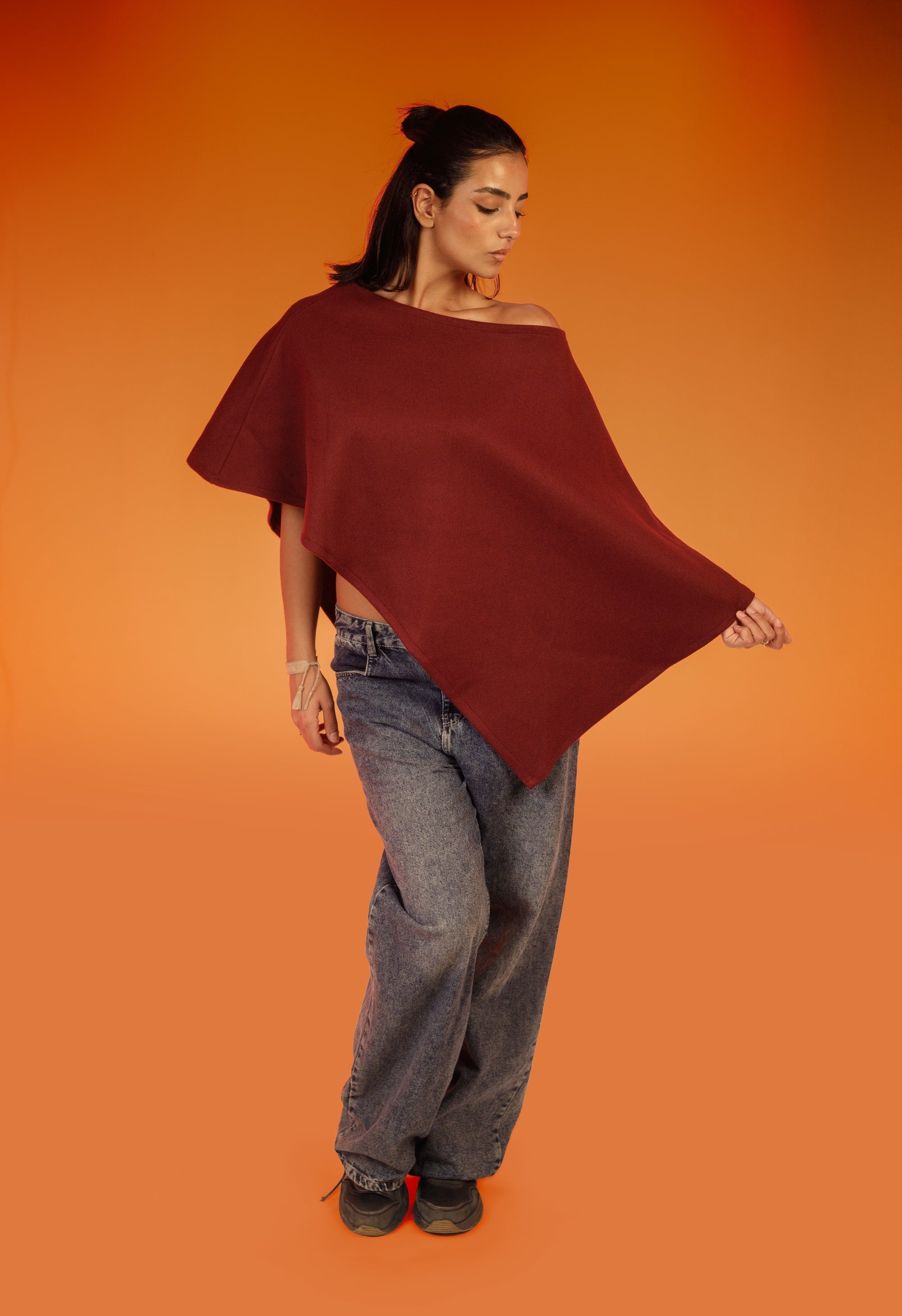 Neckless cape -Burgundy