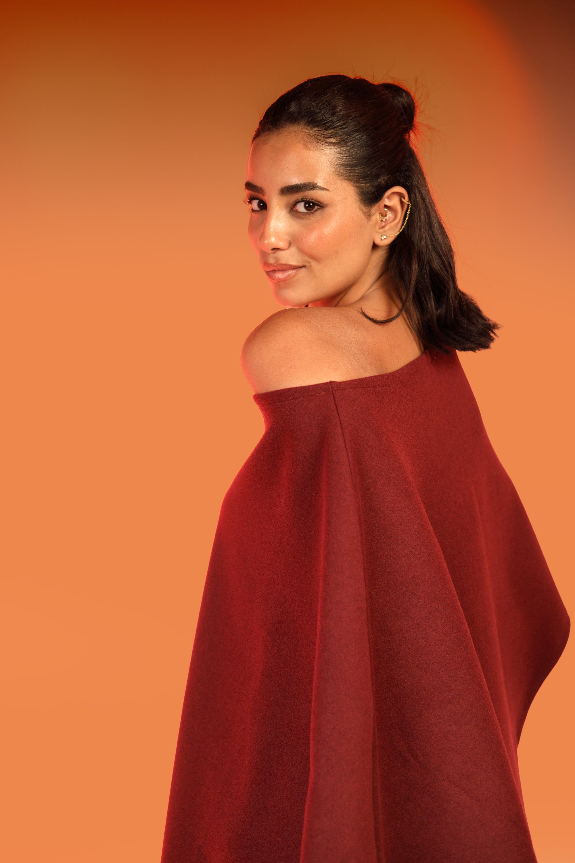 Neckless cape -Burgundy