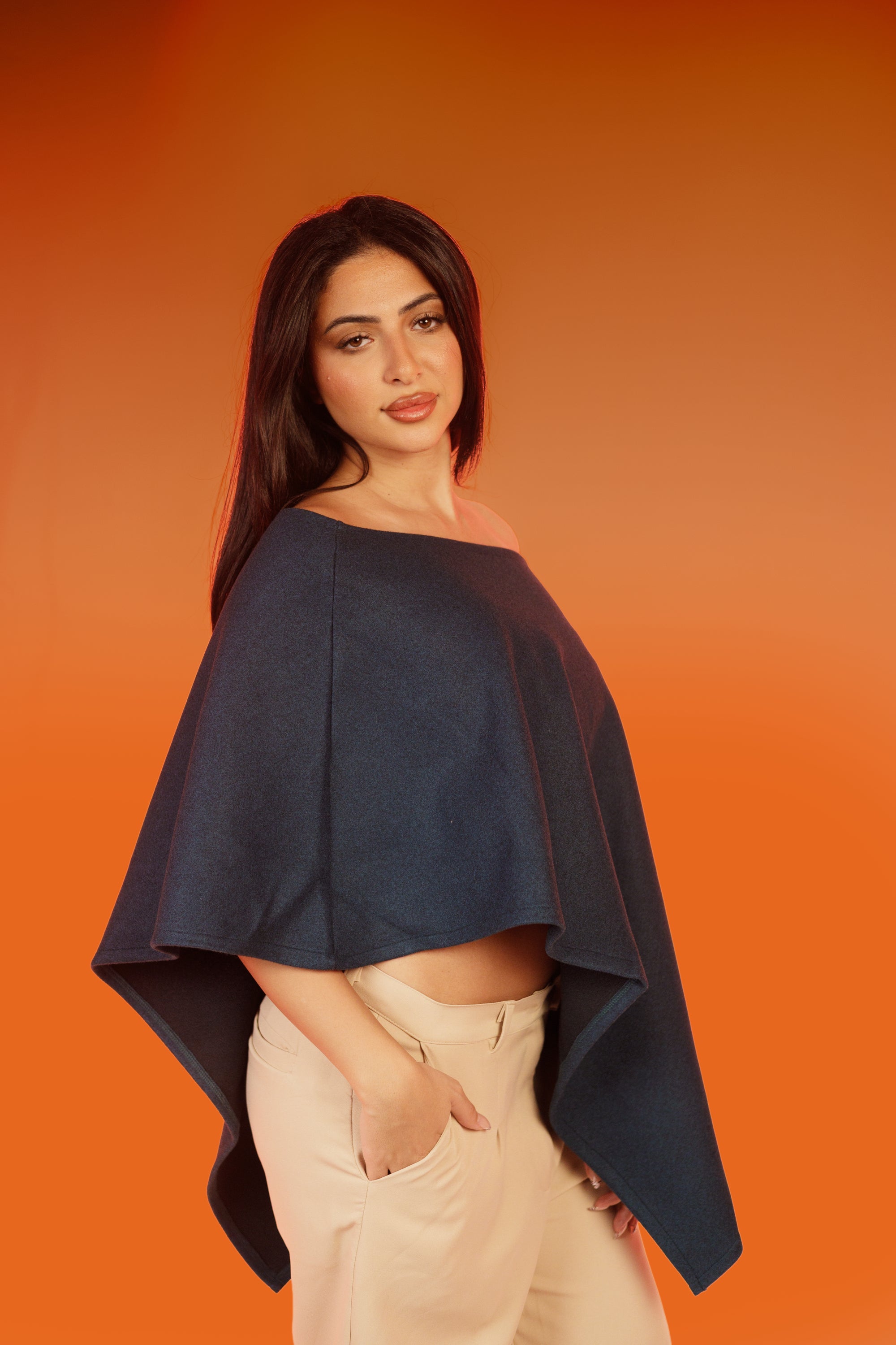 Neckless cape- Navy Blue