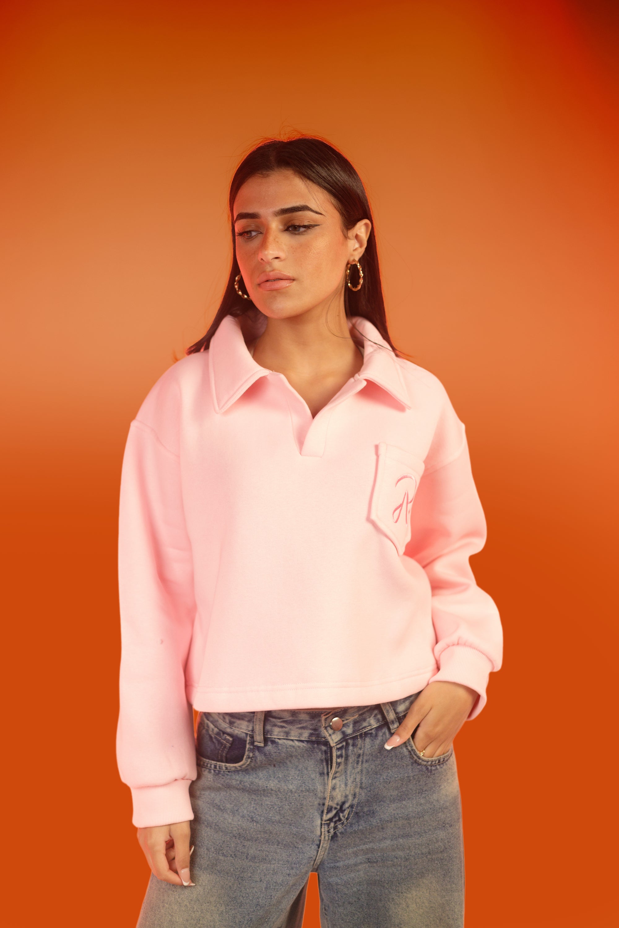 Cropped Sweater -Pink