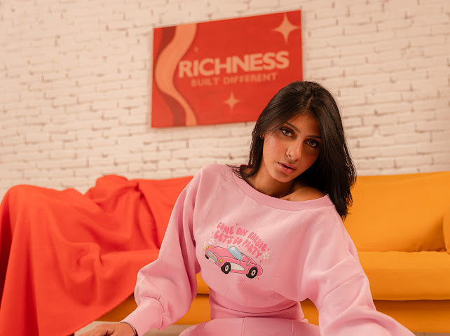 Lowkey sweater off shoulder - Pink