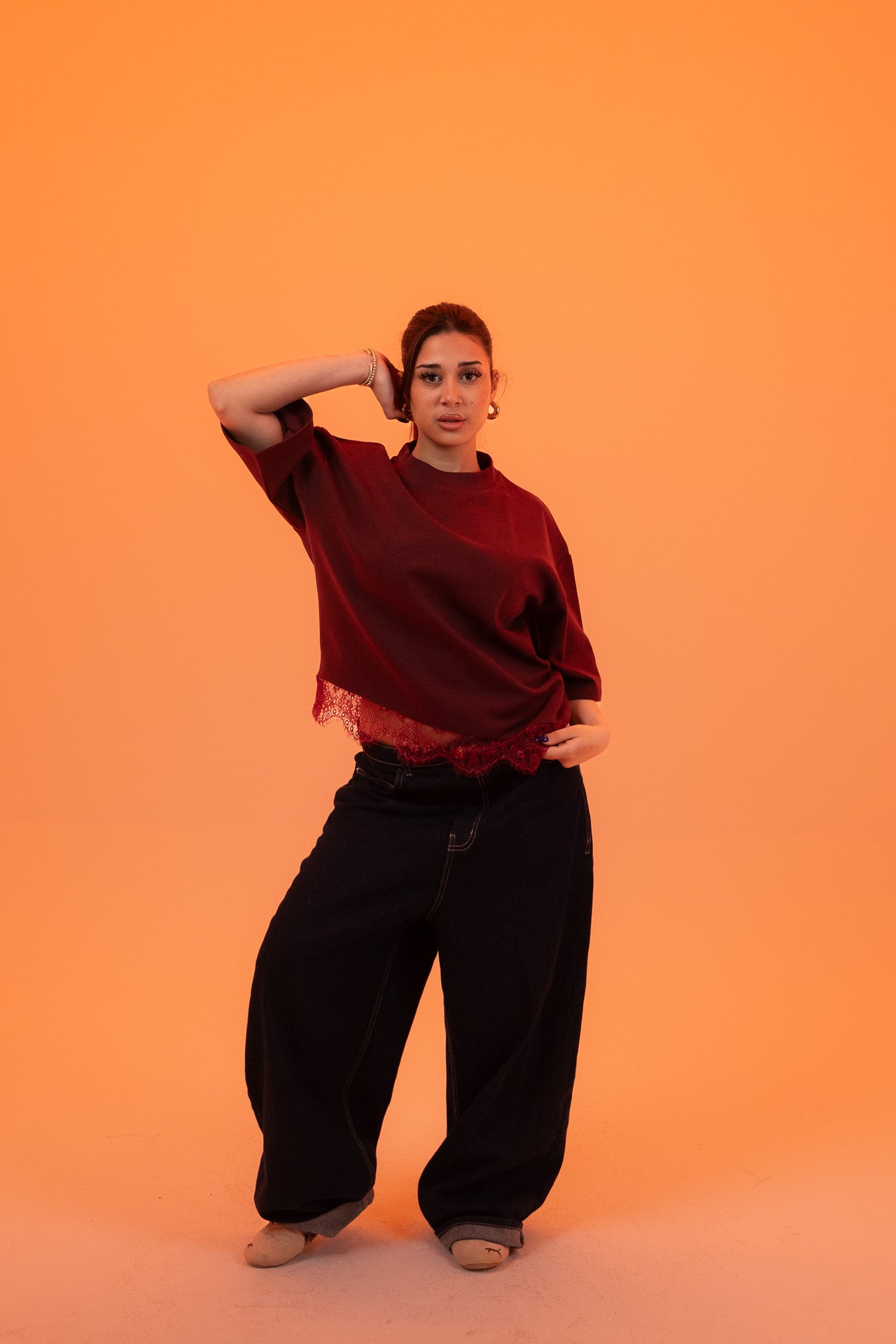 Lace Shirt - Burgundy