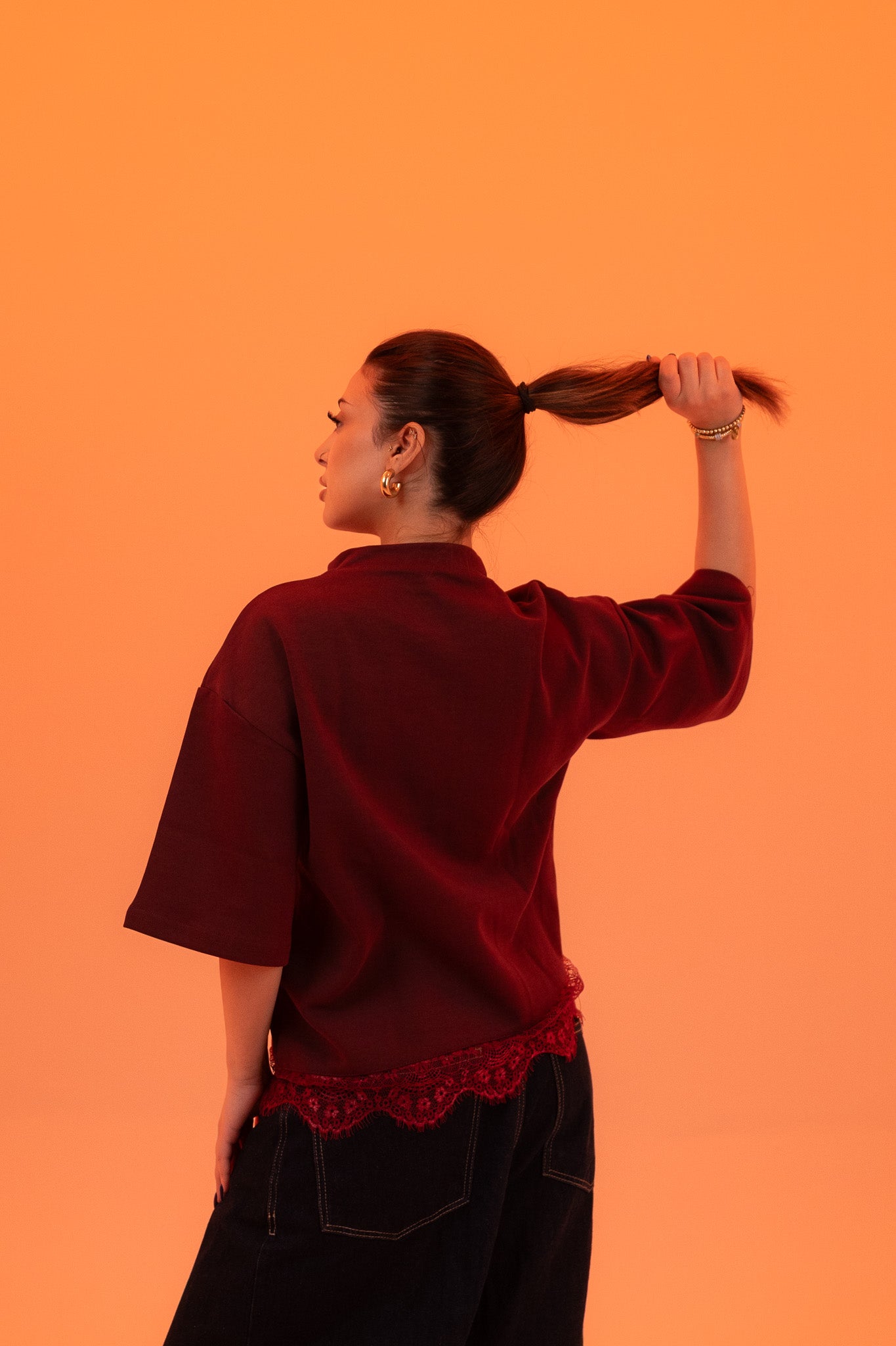 Lace Shirt - Burgundy