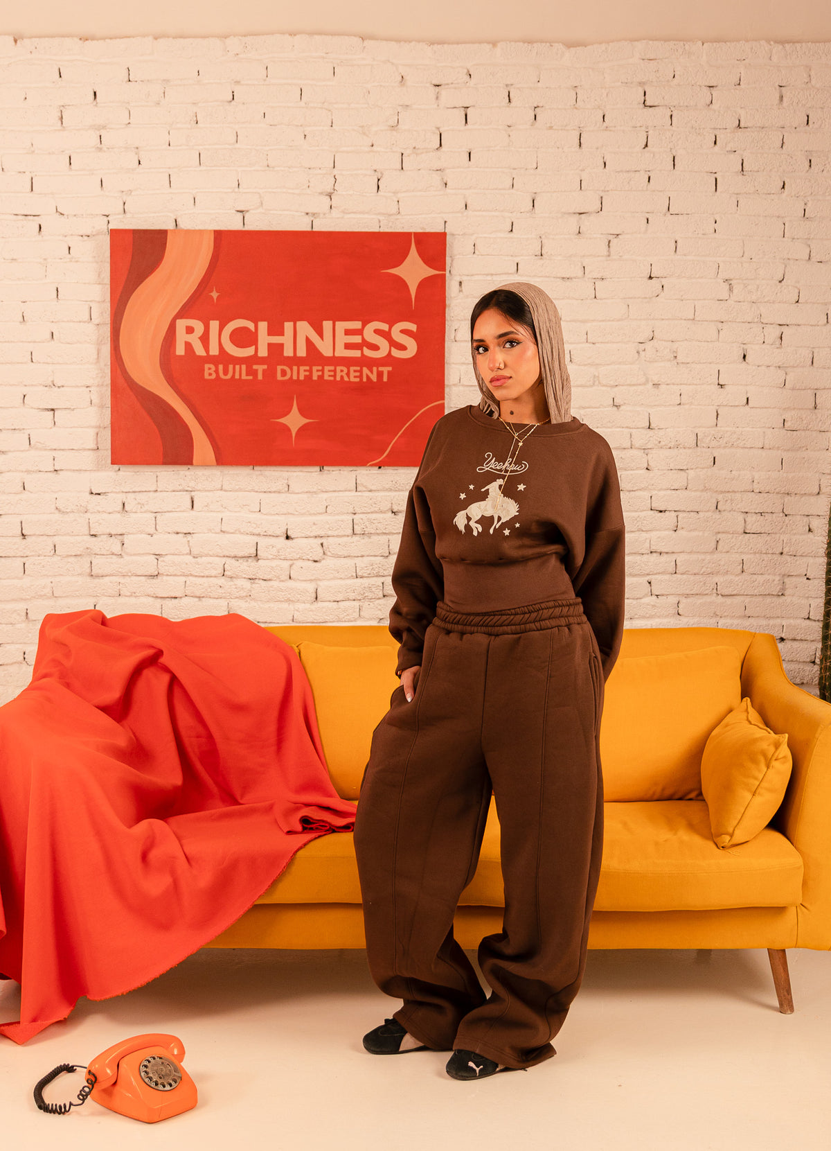 Lowkey Set Hijab - Brown