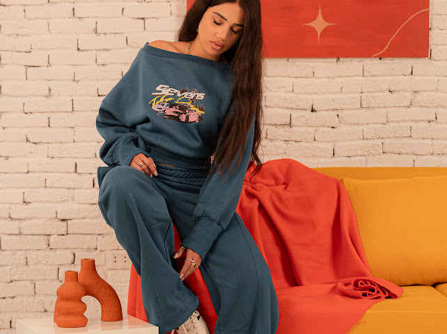 Lowkey sweater off shoulder - Navy
