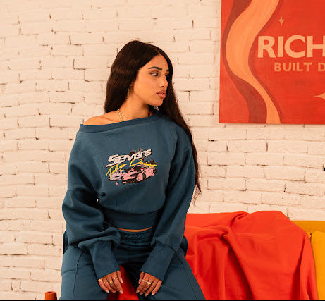 Lowkey sweater off shoulder - Navy