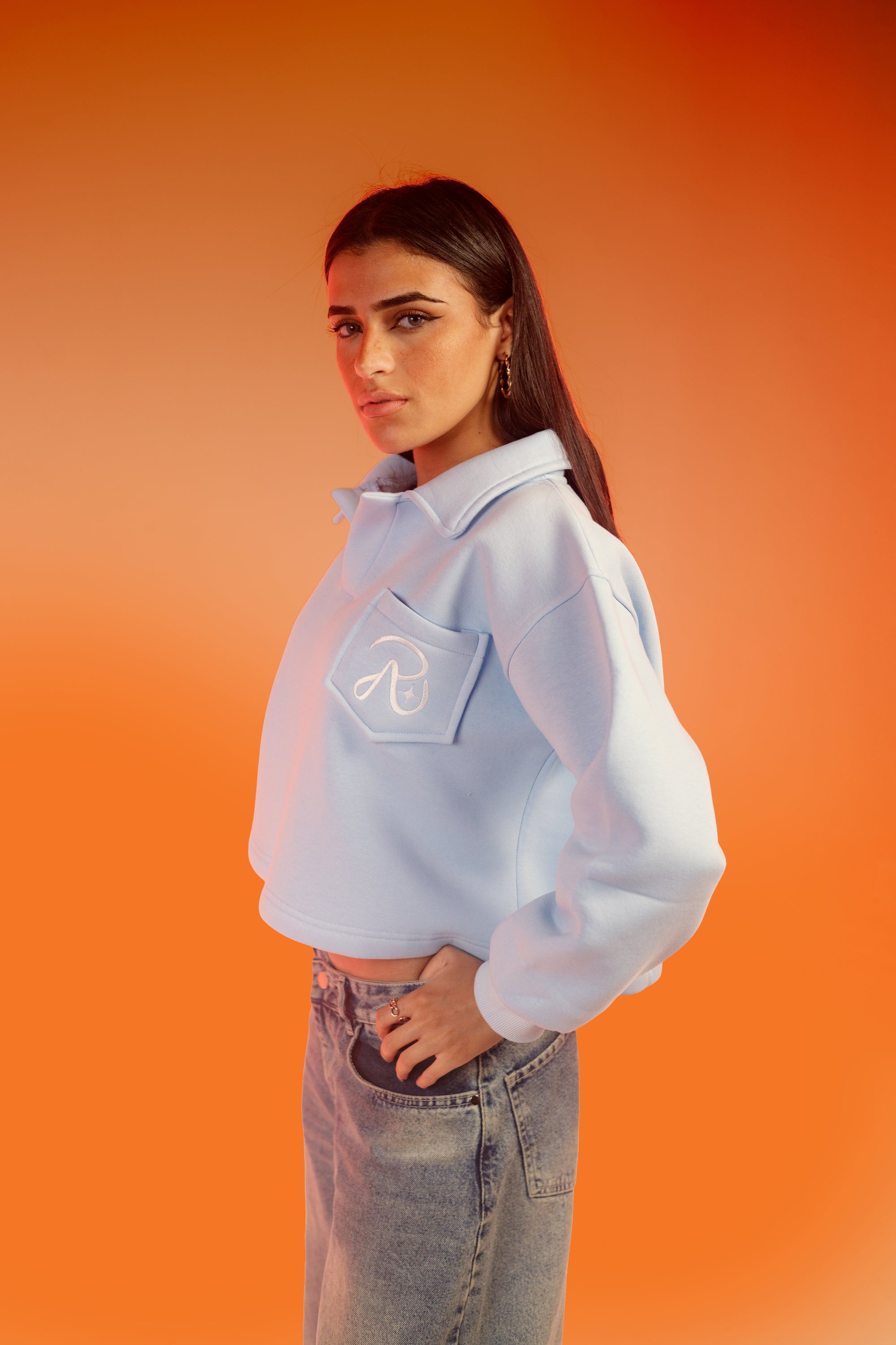 Cropped Sweater -Light blue