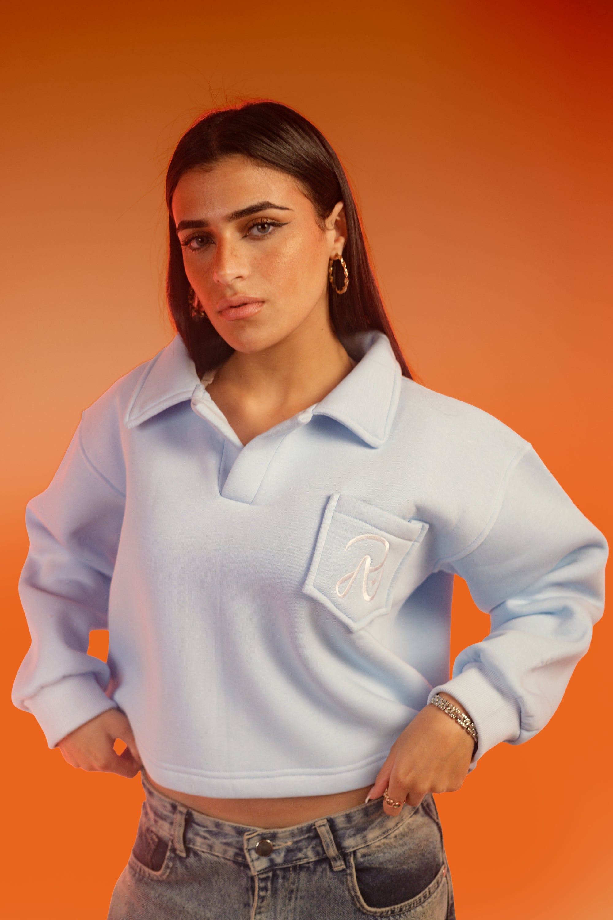 Cropped Sweater -Light blue