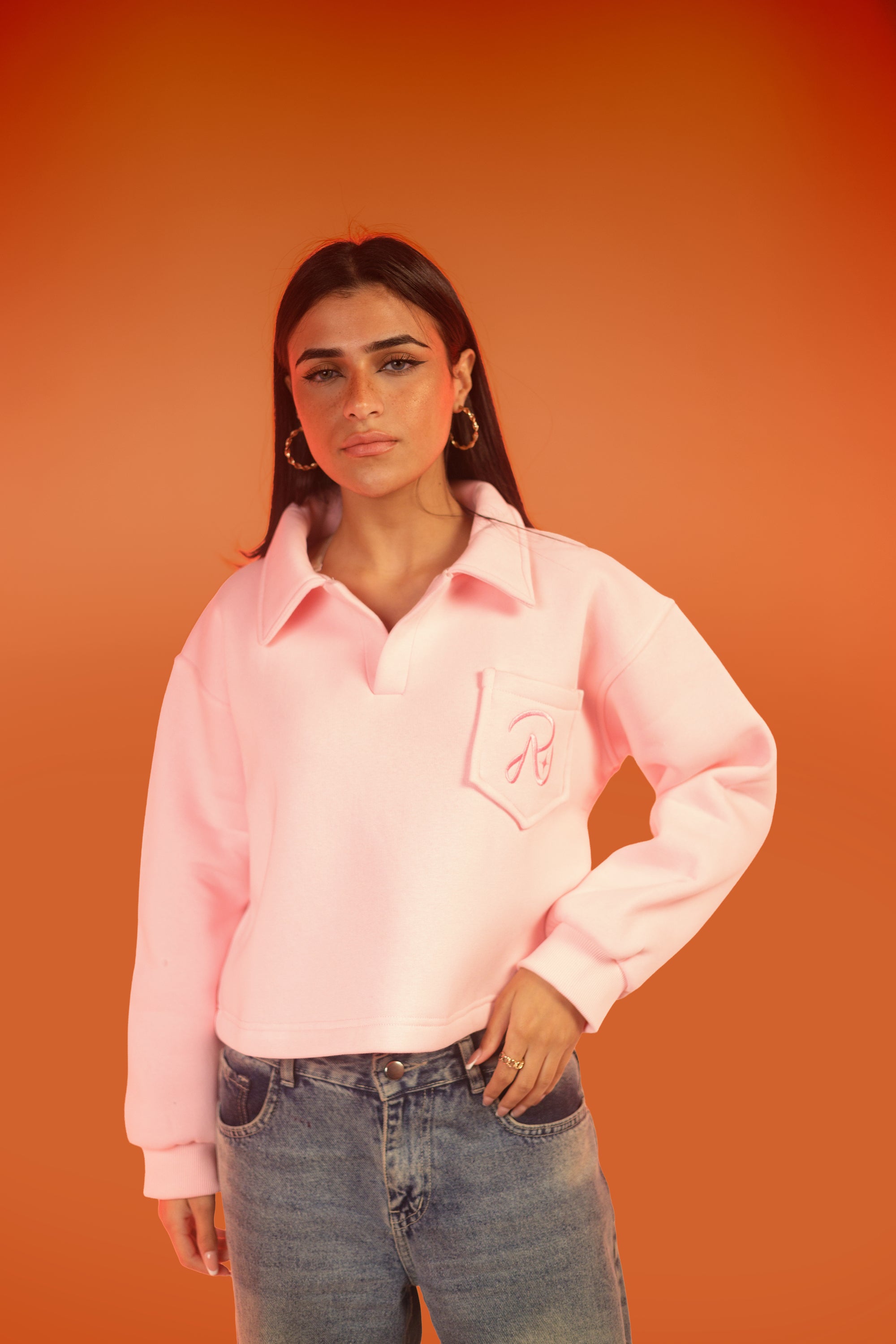 Cropped Sweater -Pink