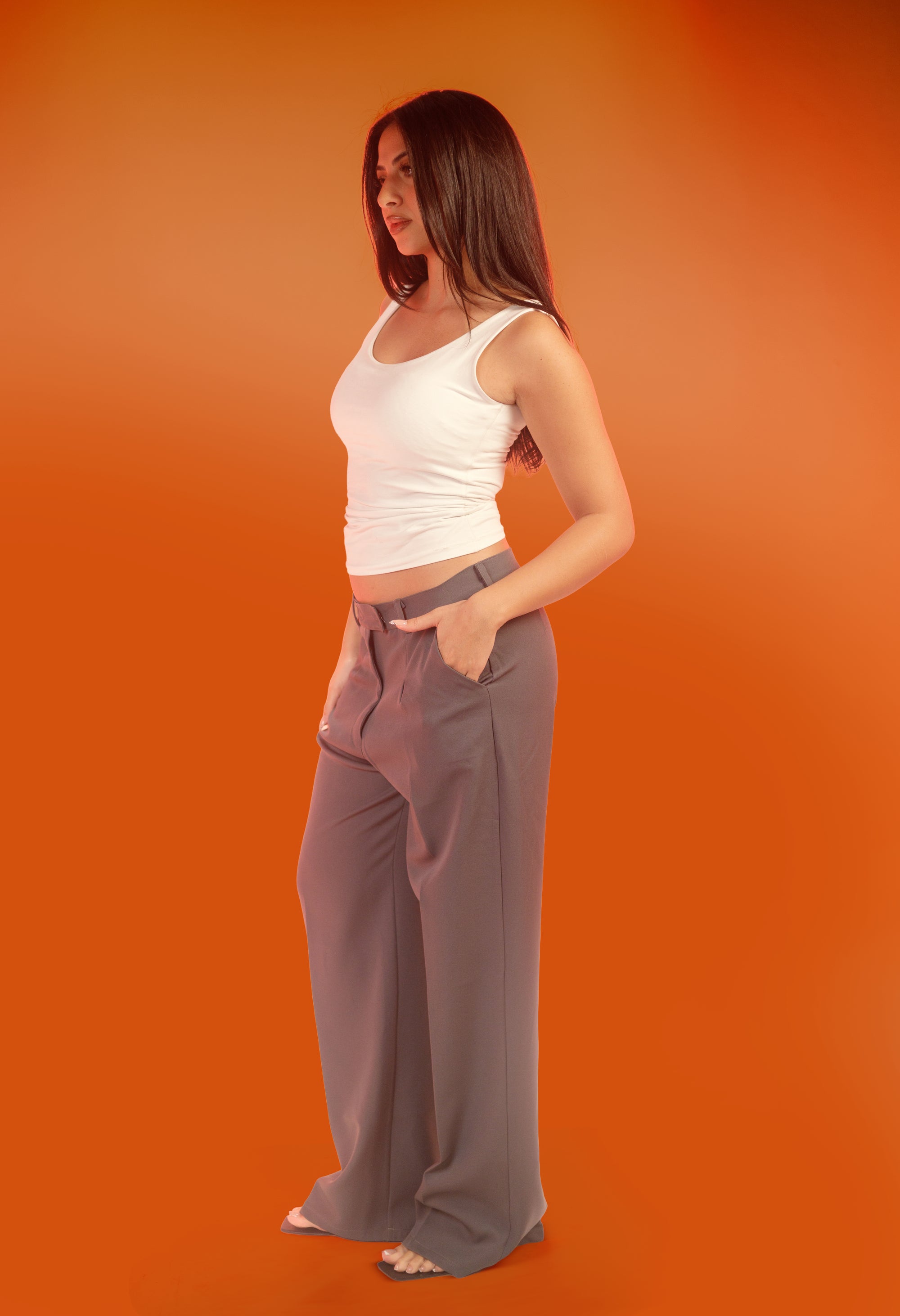 Structured Wide Pants - Gray