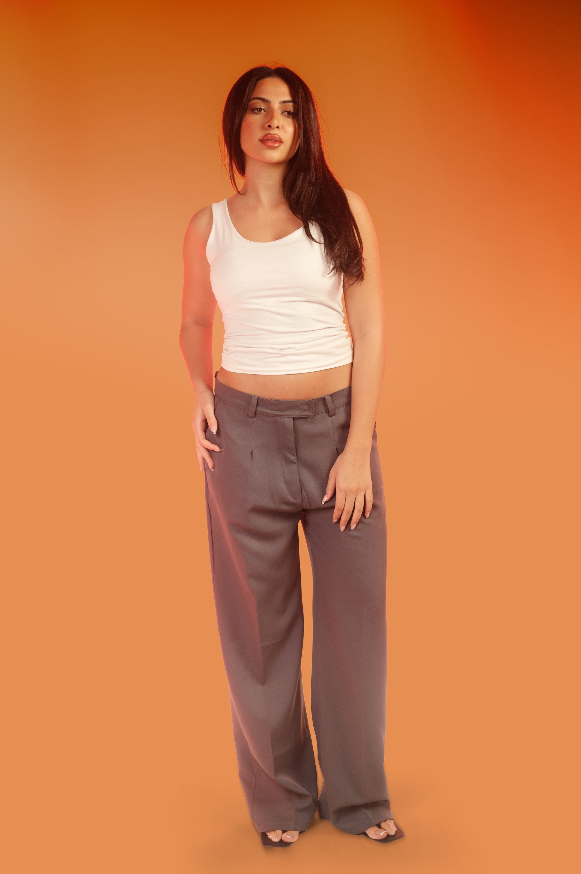 Structured Wide Pants - Gray