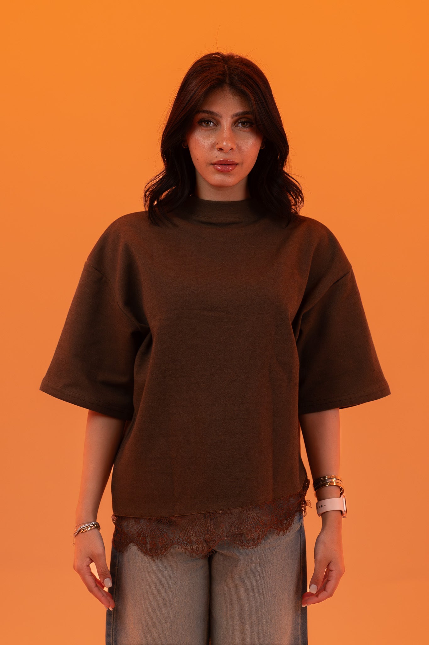 Lace Shirt - Brown