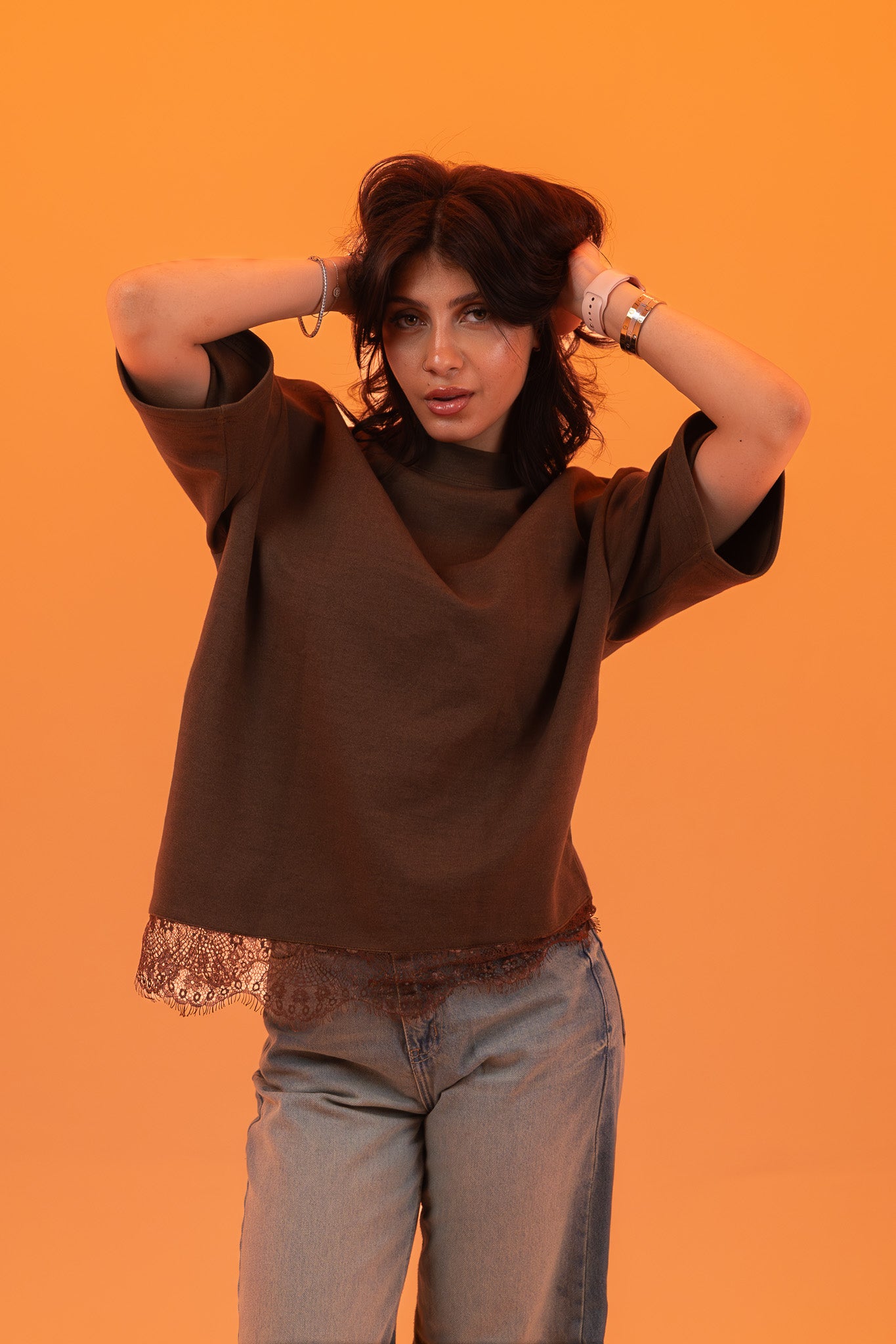 Lace Shirt - Brown