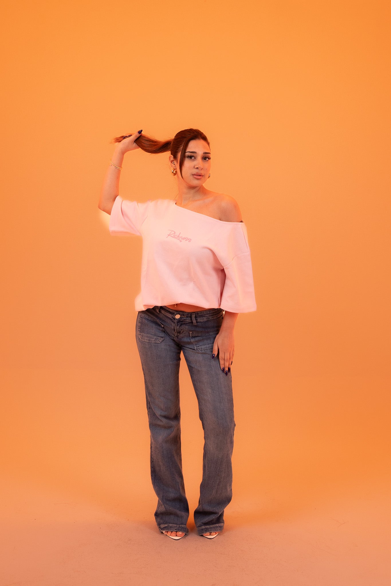 Off Shoulder T-shirt - Pink