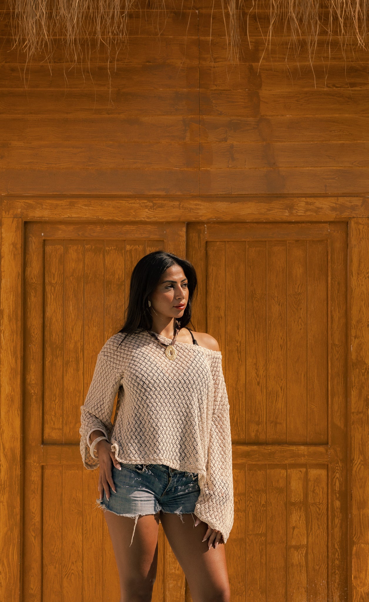 Crochet Tee -  Beige