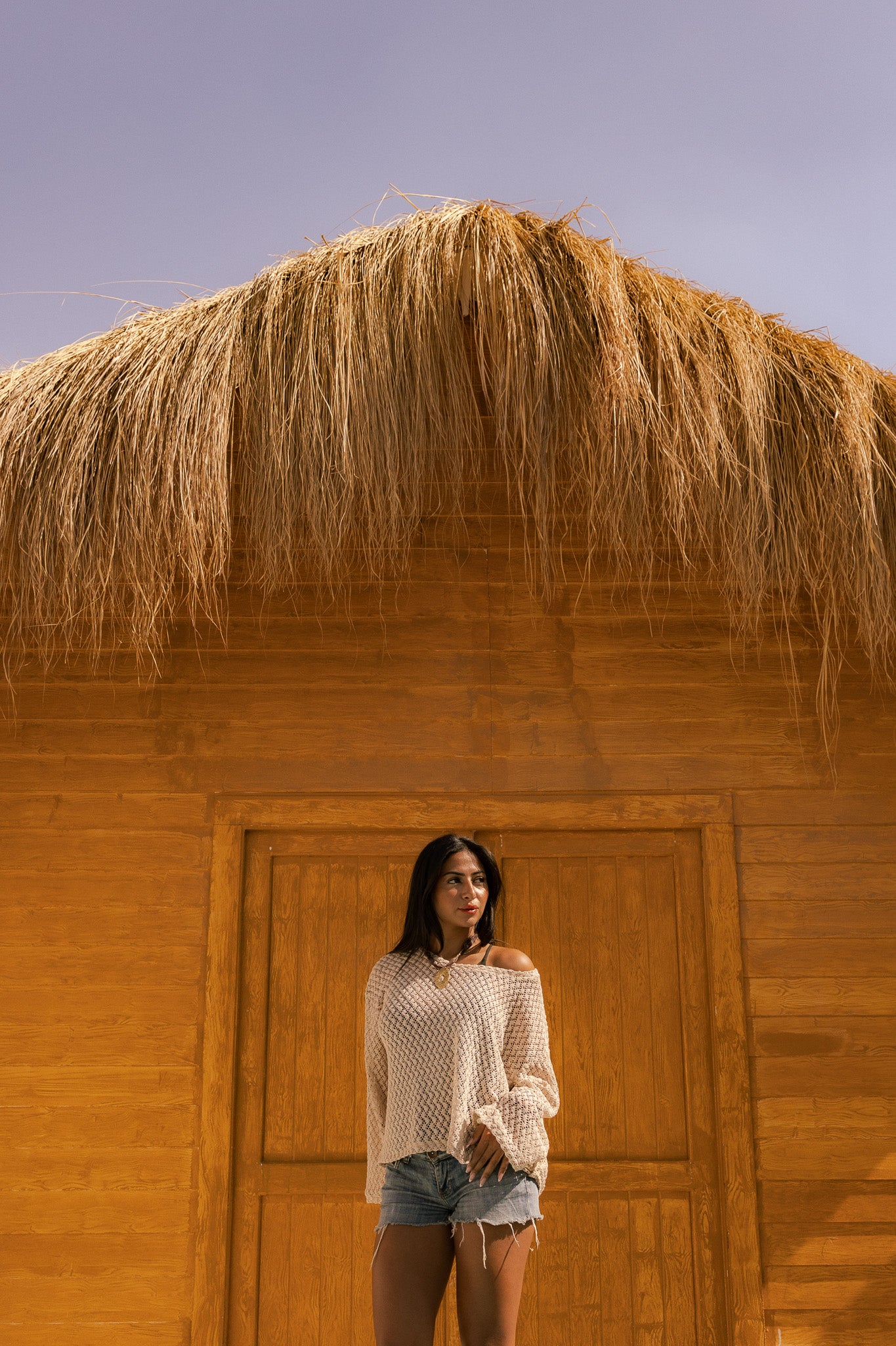 Crochet Tee -  Beige