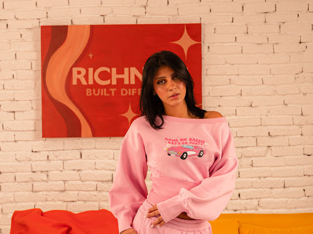Lowkey sweater off shoulder - Pink
