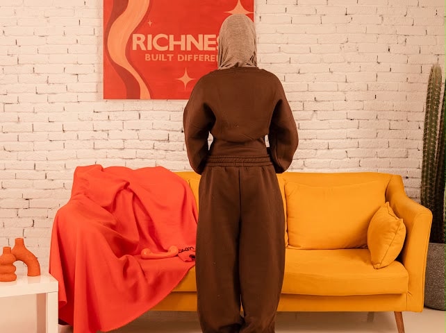 Lowkey Set Hijab - Brown